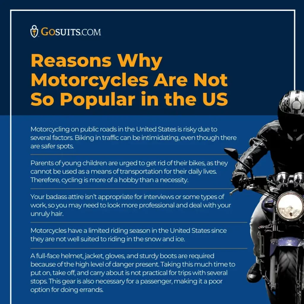 Reasons why motorcycles are not so popular in the US