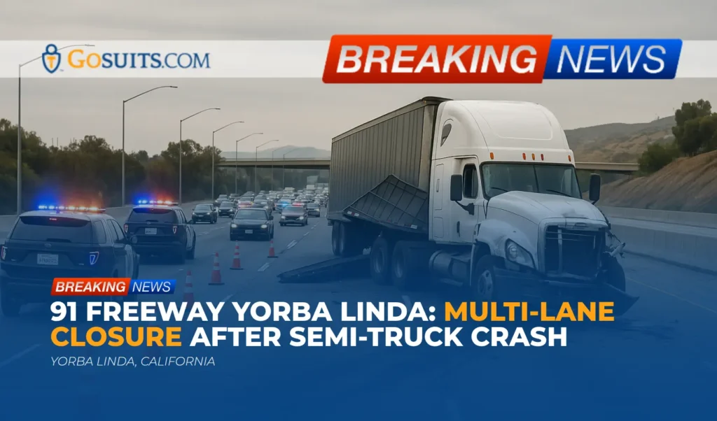 91 Freeway Yorba Linda: Multi-Lane Closure After Semi-Truck Crash