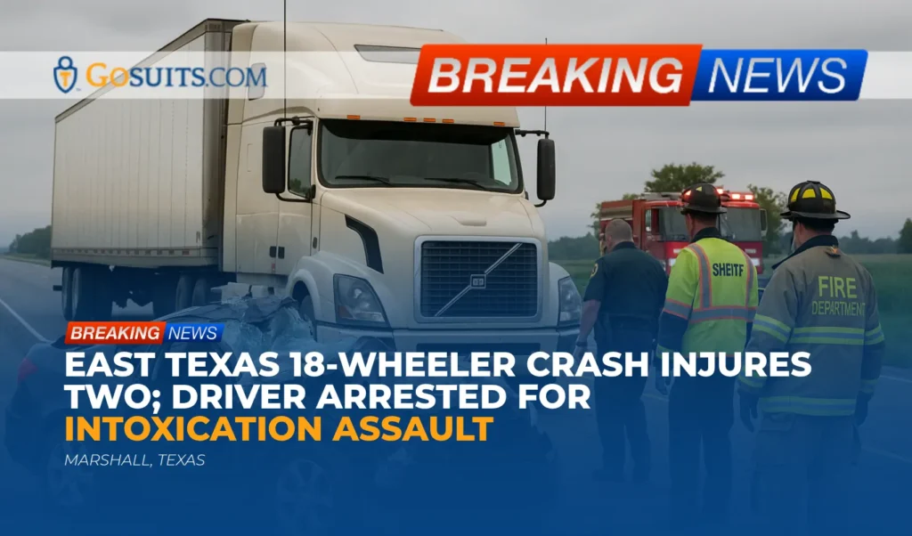 East Texas 18-Wheeler Crash Injures Two; Driver Arrested for Intoxication Assault