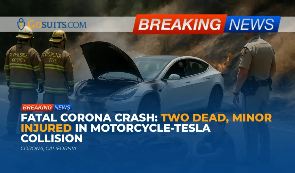 Fatal Corona Crash: Two Dead, Minor Injured in Motorcycle-Tesla Collision