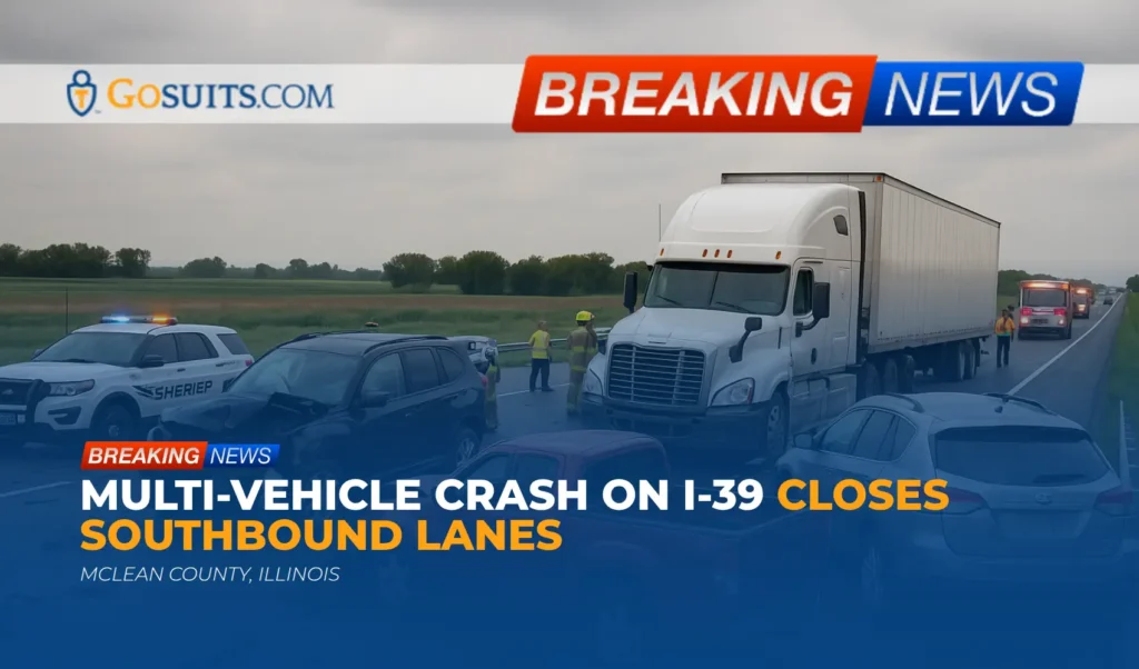 Multi-Vehicle Crash on I-39 in McLean County Closes Southbound Lanes