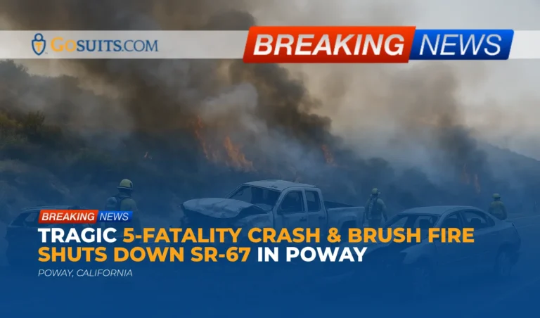 Tragic 5-Fatality Crash & Brush Fire Shuts Down SR-67 in Poway