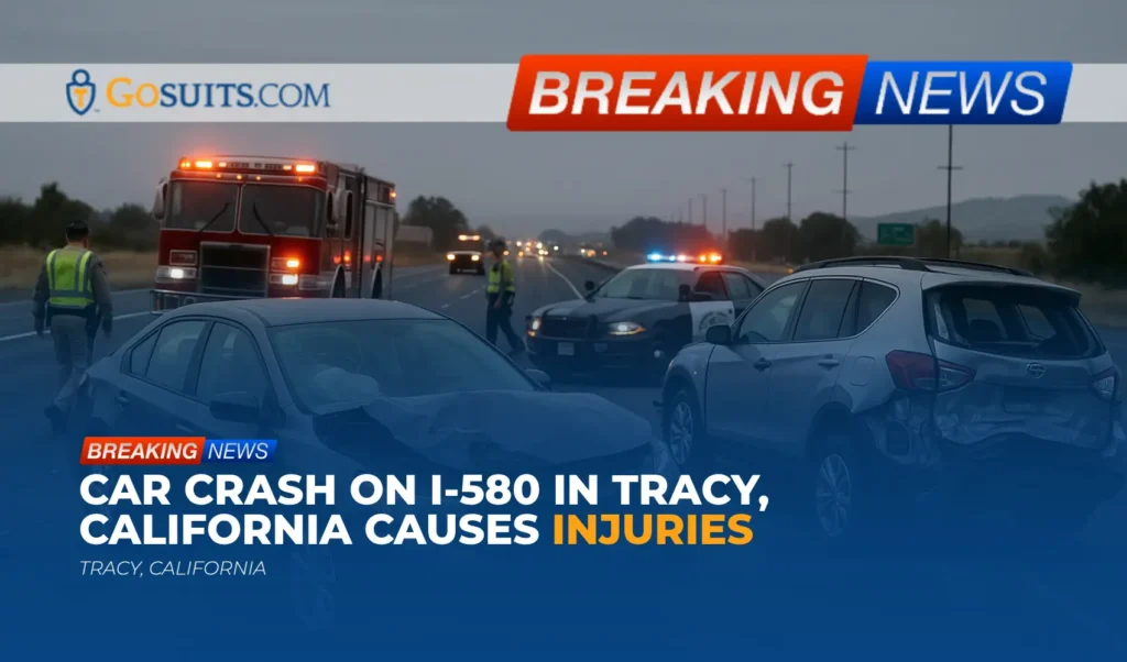 Car Crash on I-580 in Tracy, California Causes Injuries