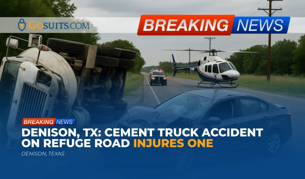 Denison, TX: Cement Truck Accident on Refuge Road Injures One