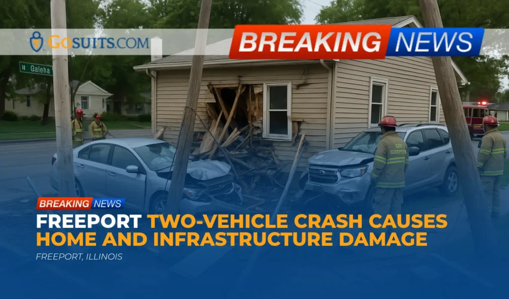 Freeport Two-Vehicle Crash Causes Home and Infrastructure Damage