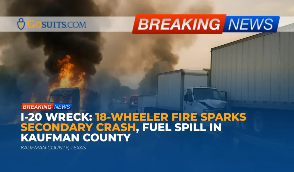 I-20 Wreck: 18-Wheeler Fire Sparks Secondary Crash, Fuel Spill in Kaufman County