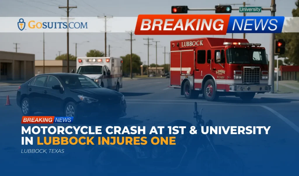 Motorcycle Crash at 1st & University in Lubbock Injures One