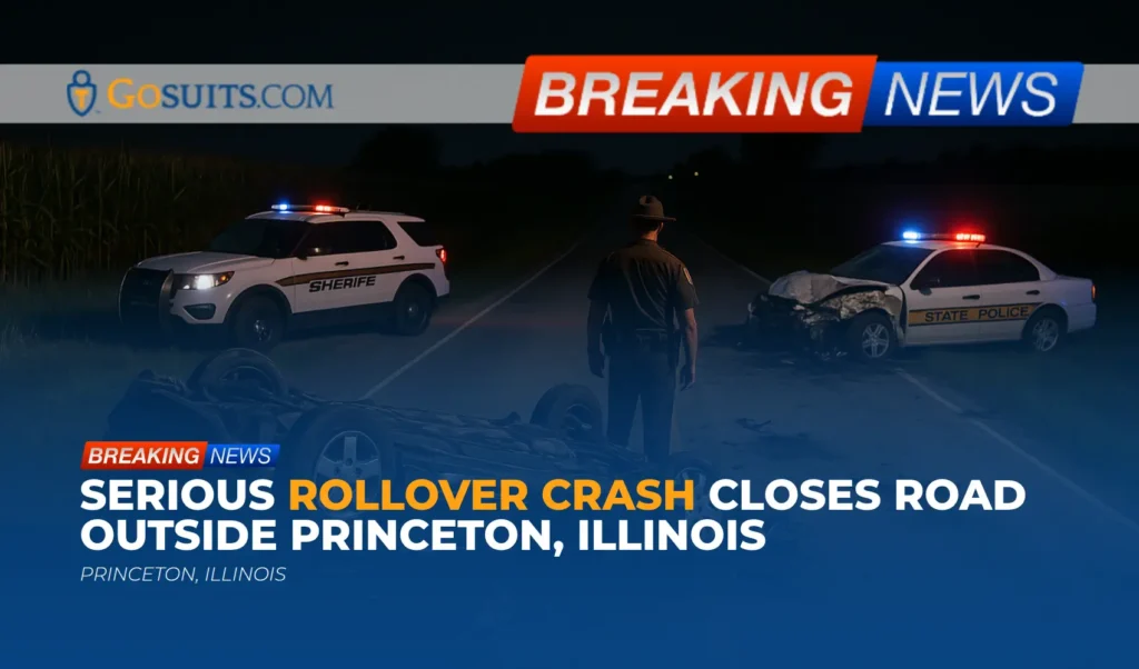 Serious Rollover Crash Closes Road Outside Princeton, Illinois