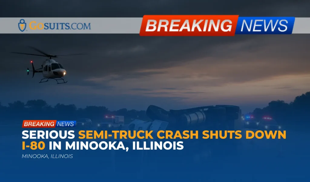 Serious Semi-Truck Crash Shuts Down I-80 in Minooka, Illinois