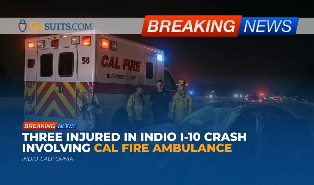 Three Injured in Indio I-10 Crash Involving CAL FIRE Ambulance