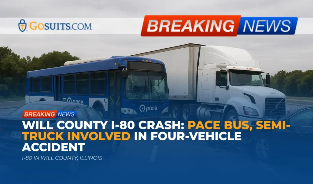 Will County I-80 Crash: Pace Bus, Semi-Truck Involved in Four-Vehicle Accident