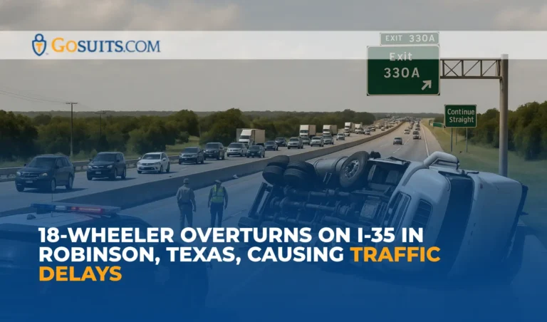 18-Wheeler Overturns on I-35 in Robinson, Texas, Causing Traffic Delays