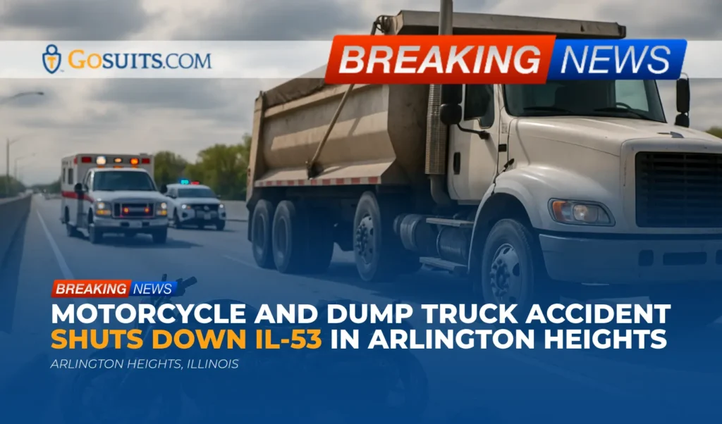 Motorcycle and Dump Truck Accident Shuts Down IL-53 in Arlington Heights