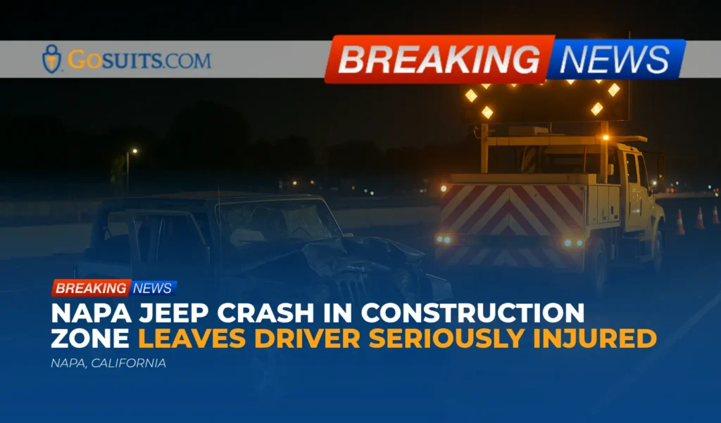 Napa Jeep Crash in Construction Zone Leaves Driver Seriously Injured