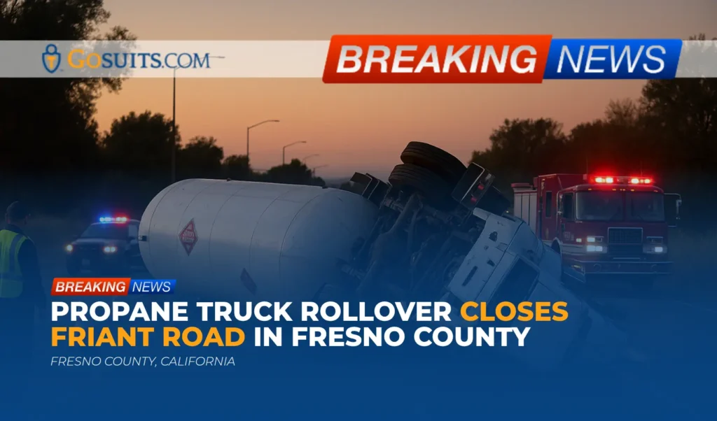 Propane Truck Rollover Closes Friant Road in Fresno County
