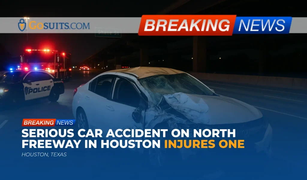 Serious Car Accident on North Freeway in Houston Injures One