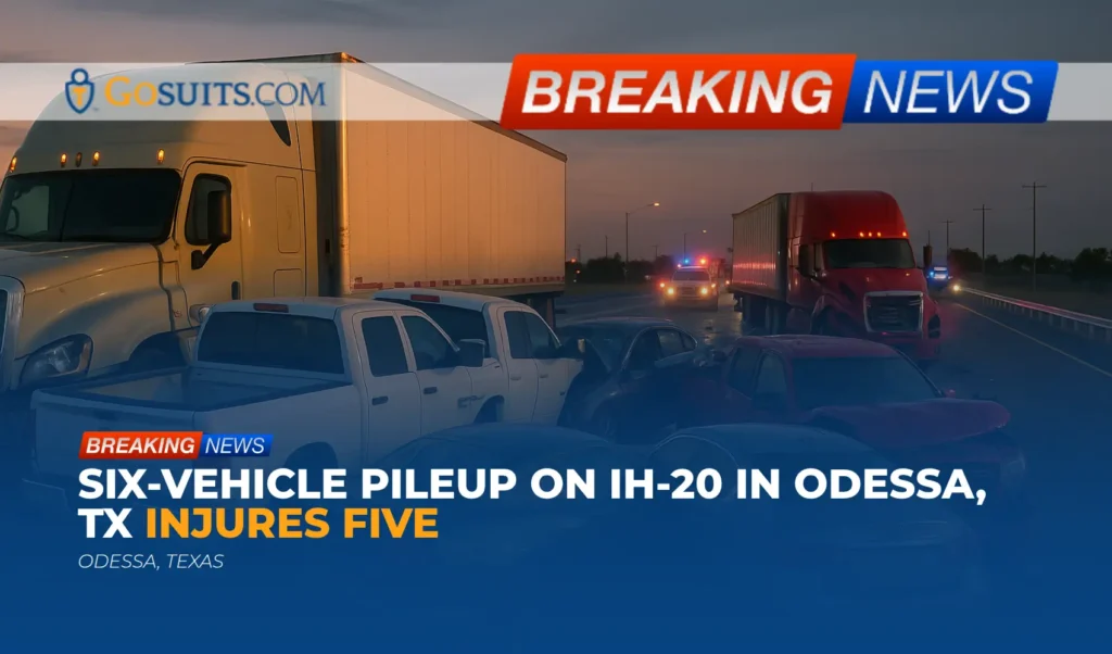 Six-Vehicle Pileup on IH-20 in Odessa, TX Injures Five