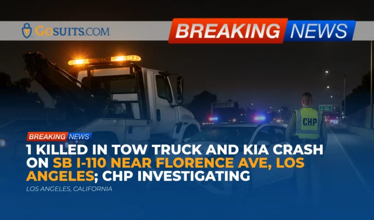 1 Killed in Tow Truck and Kia Crash on SB I-110 Near Florence Ave, Los Angeles; CHP Investigating