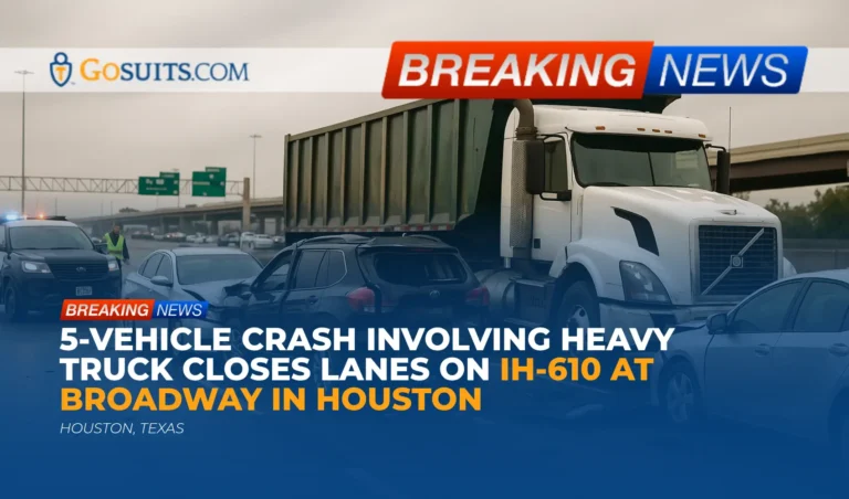 5-Vehicle Crash Involving Heavy Truck Closes Lanes on IH-610 at Broadway in Houston