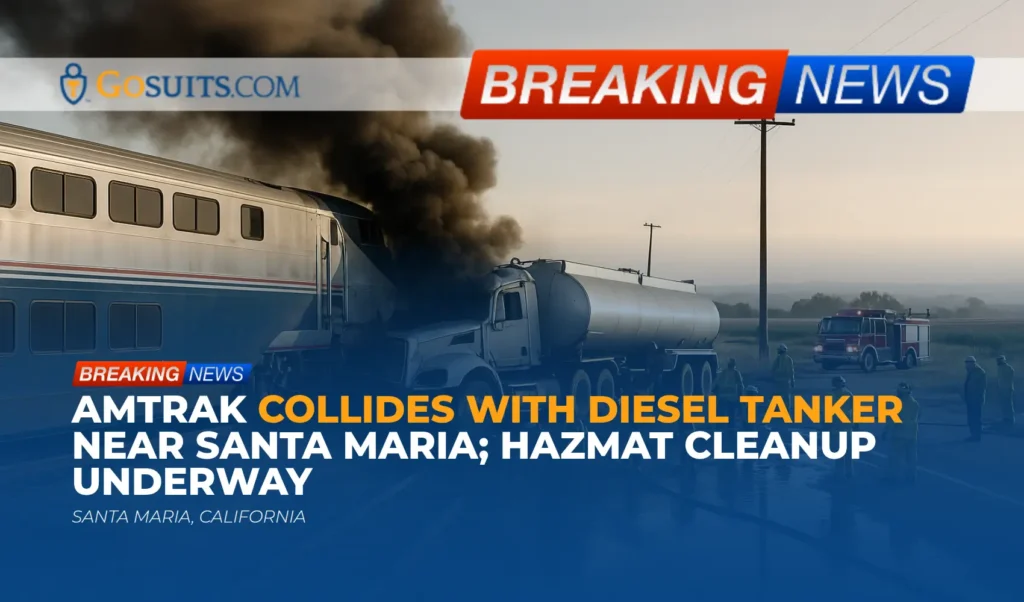 Amtrak Collides With Diesel Tanker Near Santa Maria; Hazmat Cleanup Underway
