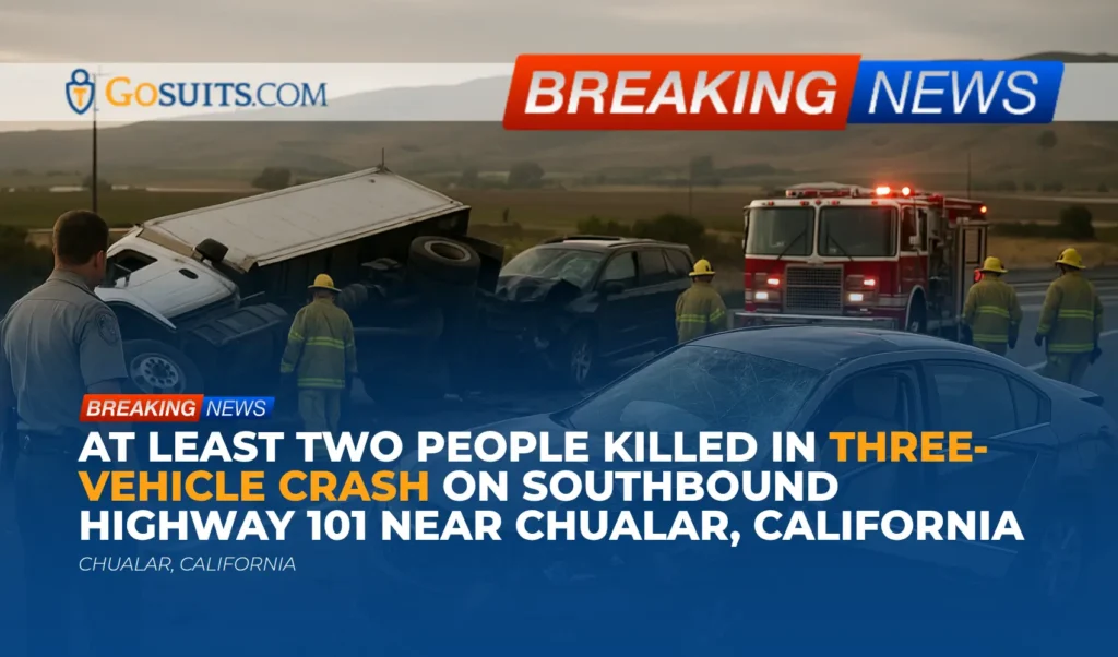 At least two people killed in three-vehicle crash on southbound Highway 101 near Chualar, California