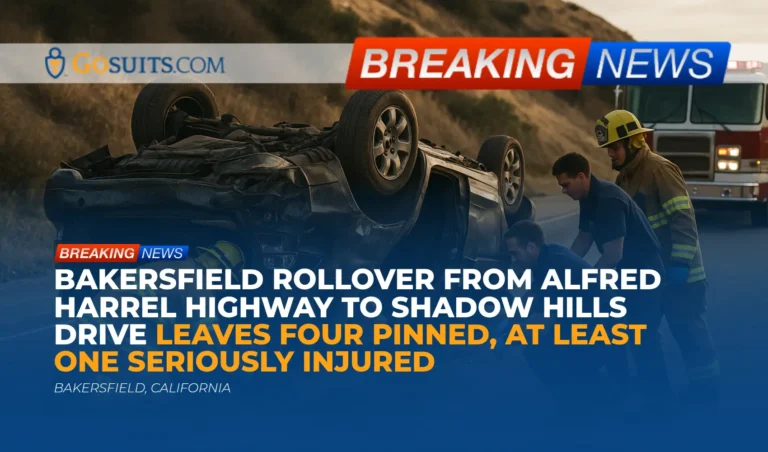 Bakersfield rollover from Alfred Harrel Highway to Shadow Hills Drive leaves four pinned, at least one seriously injured