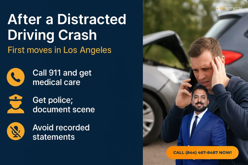 Best Distracted Driving Accident Attorney in Los Angeles | GoSuits Infographic