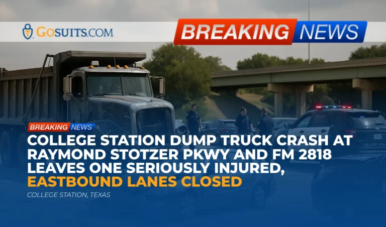 College Station dump truck crash at Raymond Stotzer Pkwy and FM 2818 leaves one seriously injured, eastbound lanes closed