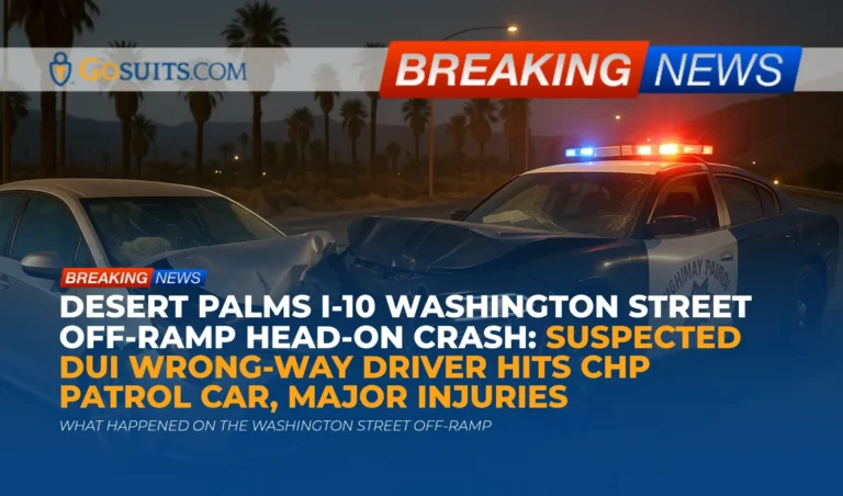 Desert Palms I-10 Washington Street Off-Ramp Head-On Crash: Suspected DUI Wrong-Way Driver Hits CHP Patrol Car, Major Injuries