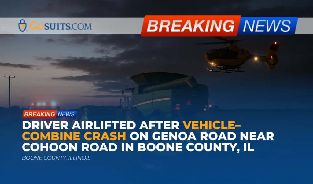 Driver Airlifted After Vehicle–Combine Crash on Genoa Road Near Cohoon Road in Boone County, IL