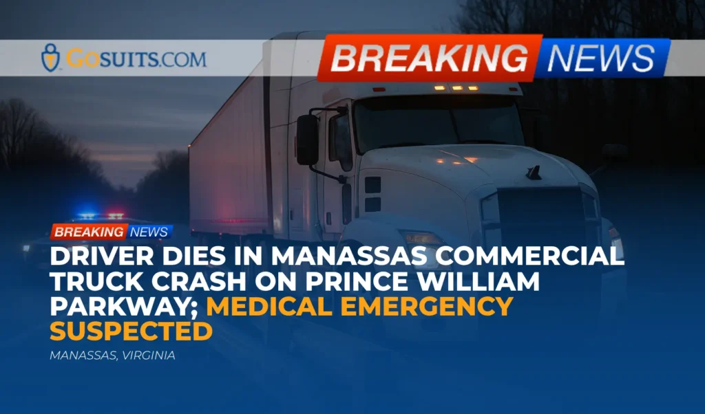 Driver Dies in Manassas Commercial Truck Crash on Prince William Parkway; Medical Emergency Suspected