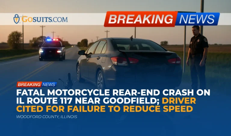 Fatal Motorcycle Rear-End Crash on IL Route 117 Near Goodfield; Driver Cited for Failure to Reduce Speed