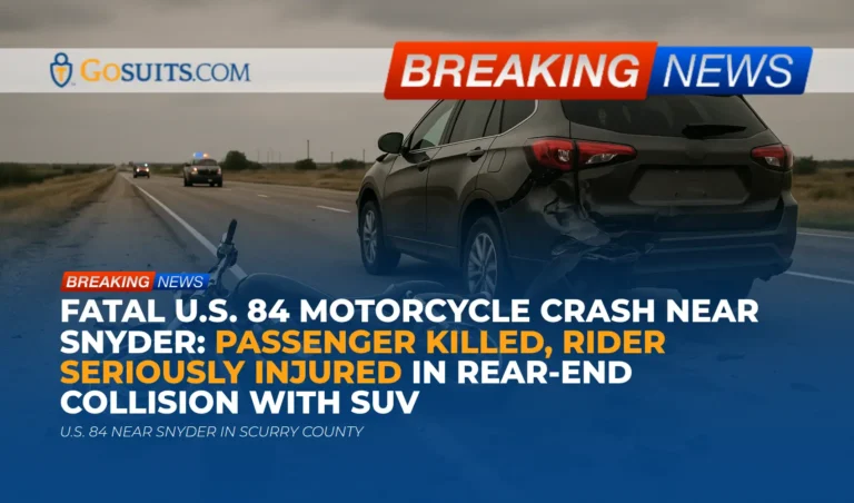 Fatal U.S. 84 Motorcycle Crash Near Snyder: Passenger Killed, Rider Seriously Injured in Rear-End Collision With SUV