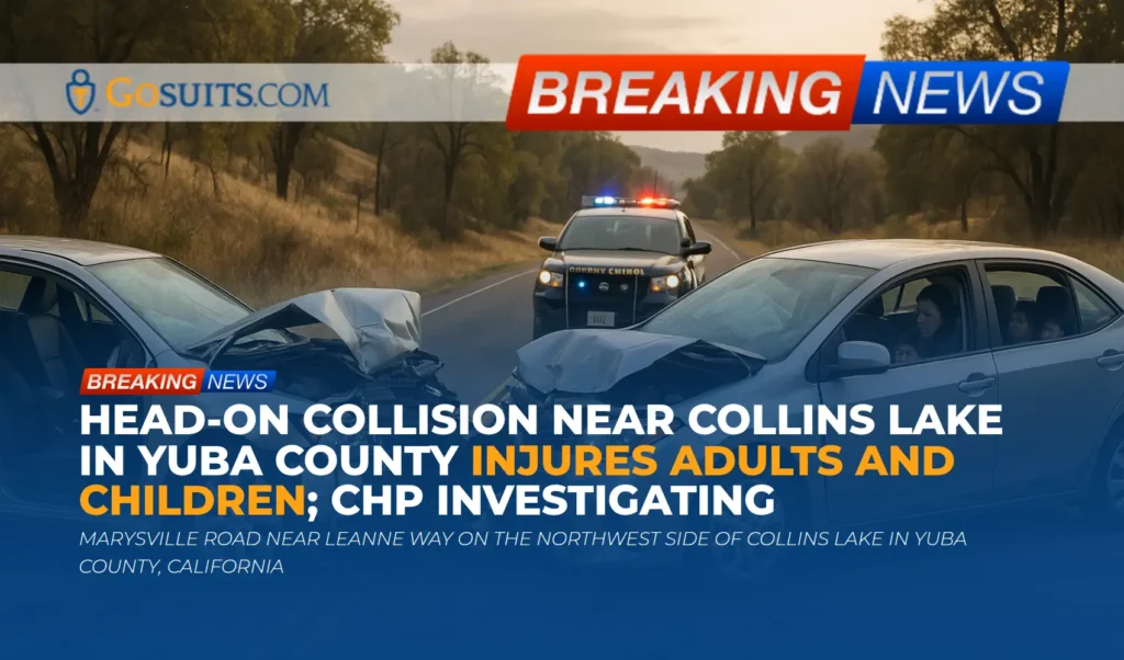 Head-On Collision Near Collins Lake in Yuba County Injures Adults and Children; CHP Investigating