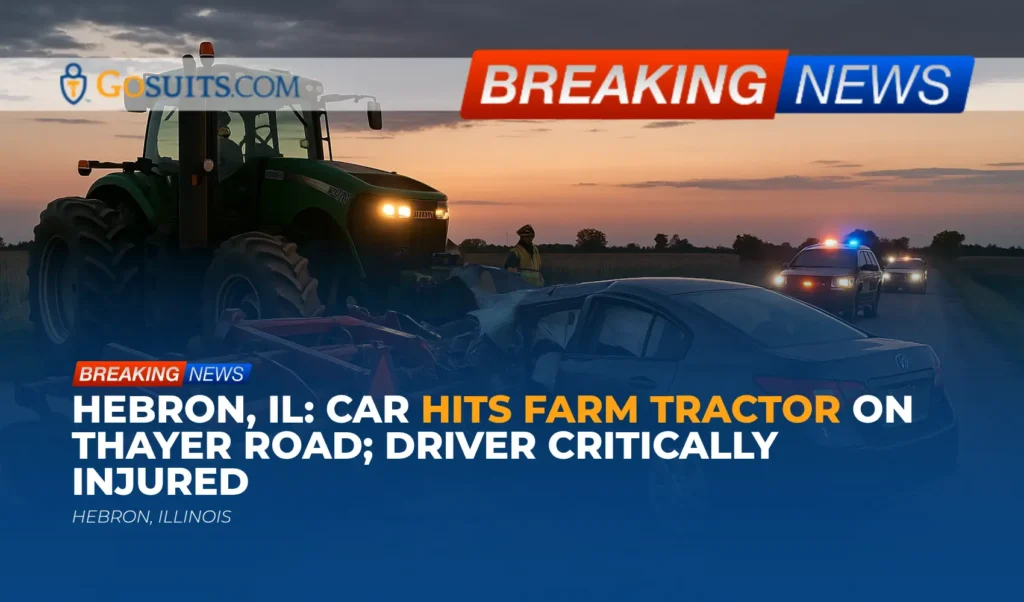 Hebron, IL: Car Hits Farm Tractor on Thayer Road; Driver Critically Injured