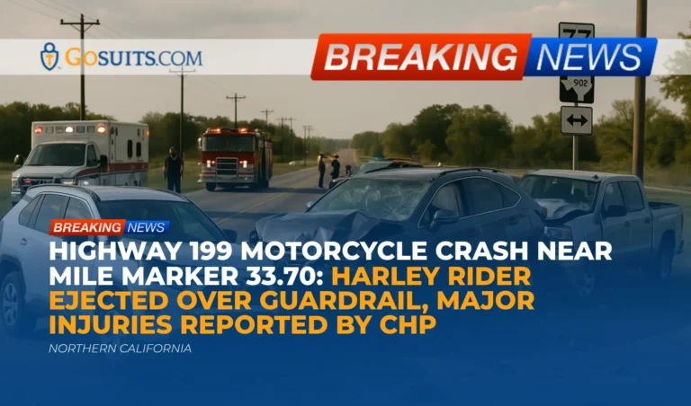 Highway 199 Motorcycle Crash Near Mile Marker 33.70: Harley Rider Ejected Over Guardrail, Major Injuries Reported by CHP