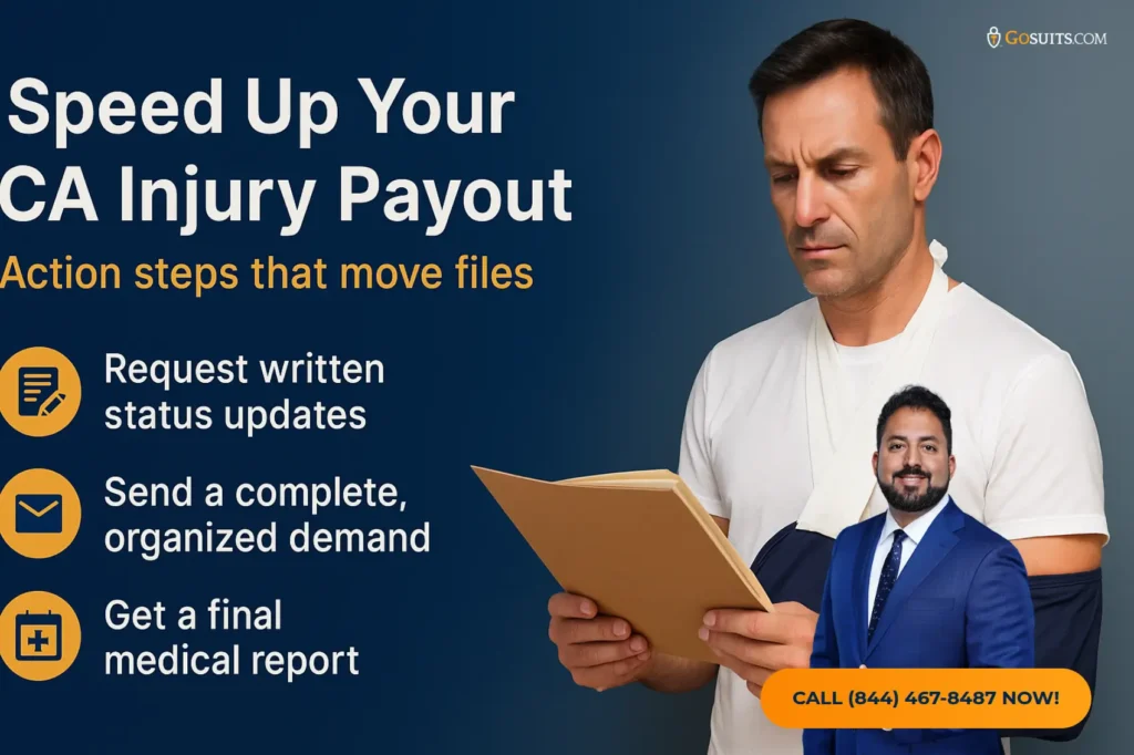 Injury Settlement Delayed in California? What to Do | GoSuits Infographic