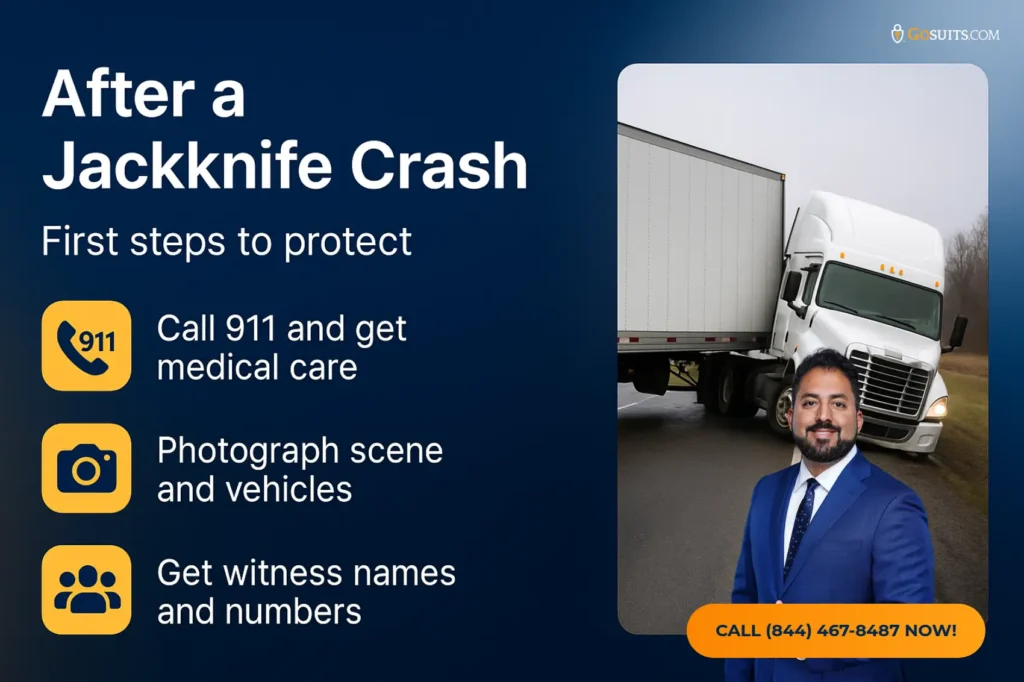 Jackknife Truck Accidents: Common Causes & Liability | GoSuits Infographic