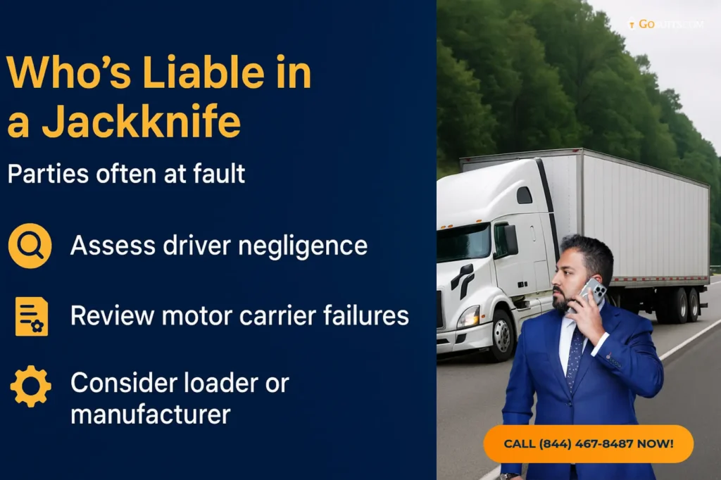 Jackknife Truck Accidents: Common Causes & Liability | GoSuits Infographic