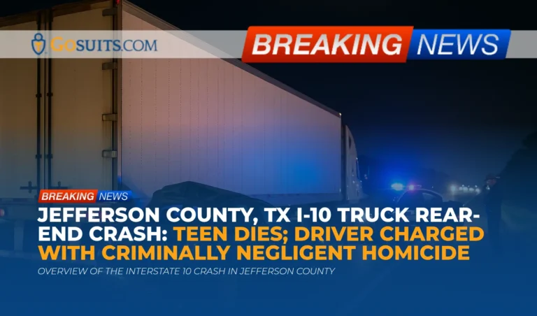 Jefferson County, TX I-10 Truck Rear-End Crash: Teen Dies; Driver Charged With Criminally Negligent Homicide