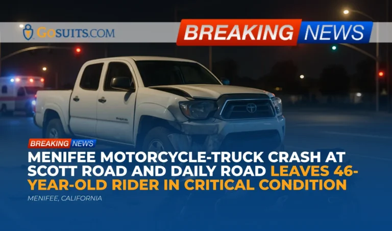 Menifee motorcycle-truck crash at Scott Road and Daily Road leaves 46-year-old rider in critical condition
