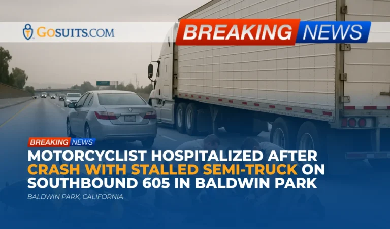 Motorcyclist Hospitalized After Crash with Stalled Semi-Truck on Southbound 605 in Baldwin Park