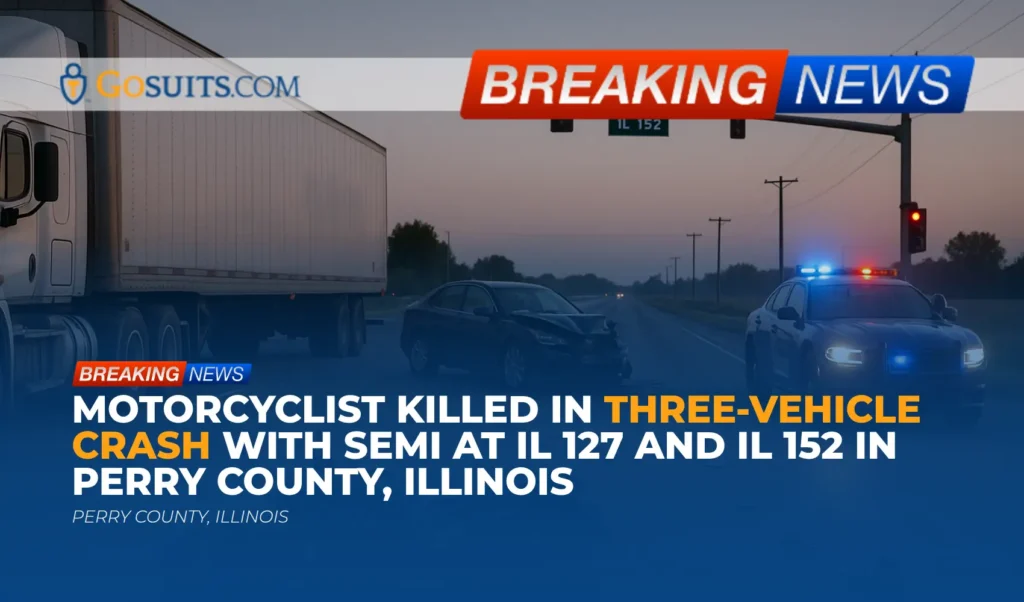 Motorcyclist Killed in Three-Vehicle Crash with Semi at IL 127 and IL 152 in Perry County, Illinois