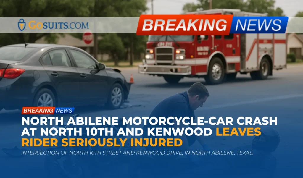 North Abilene Motorcycle-Car Crash at North 10th and Kenwood Leaves Rider Seriously Injured