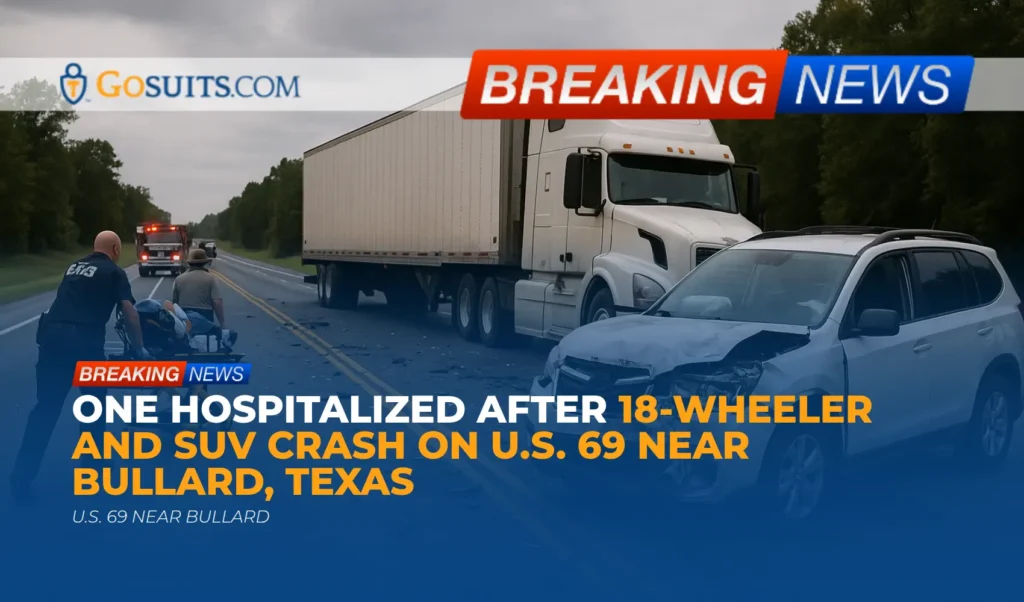 One Hospitalized After 18-Wheeler and SUV Crash on U.S. 69 Near Bullard, Texas