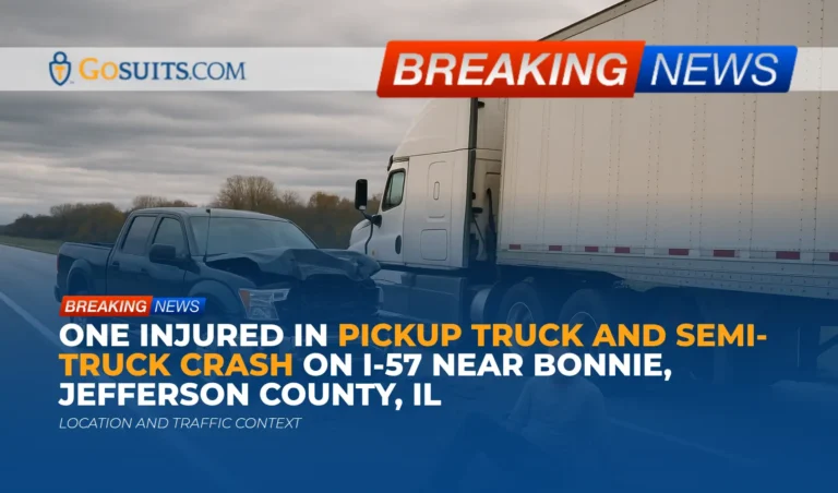 One Injured in Pickup Truck and Semi-Truck Crash on I-57 Near Bonnie, Jefferson County, IL