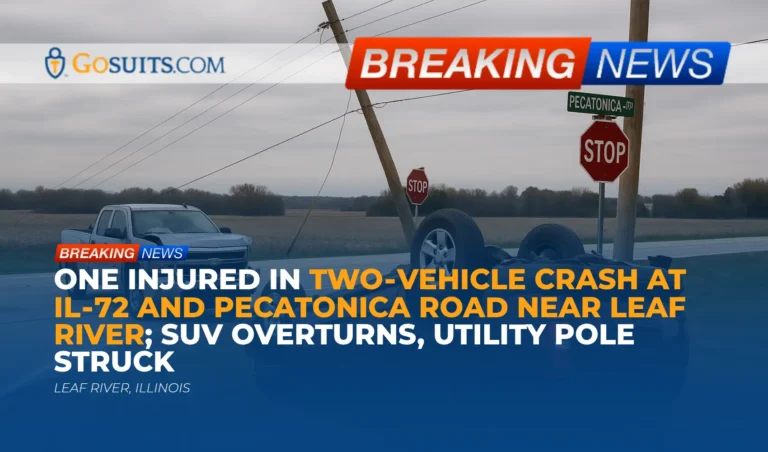 One Injured in Two‑Vehicle Crash at IL‑72 and Pecatonica Road Near Leaf River; SUV Overturns, Utility Pole Struck