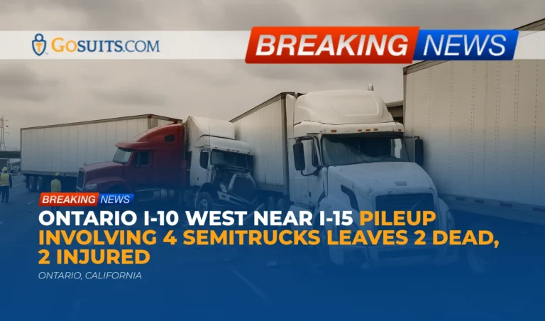 Ontario I-10 West Near I-15 Pileup Involving 4 Semitrucks Leaves 2 Dead, 2 Injured