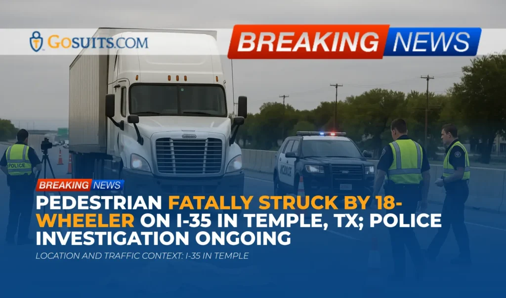 Pedestrian Fatally Struck by 18-Wheeler on I-35 in Temple, TX; Police Investigation Ongoing