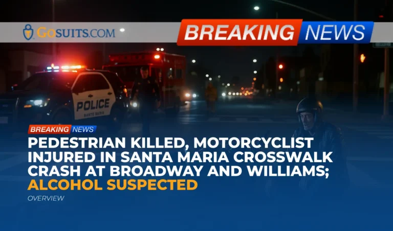 Pedestrian Killed, Motorcyclist Injured in Santa Maria Crosswalk Crash at Broadway and Williams; Alcohol Suspected